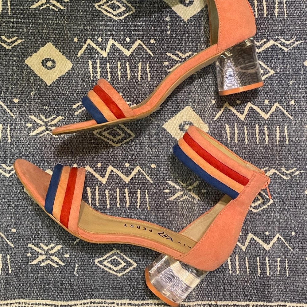 Incredible Colorful Katy Perry Ankle Strap Lucite Heels